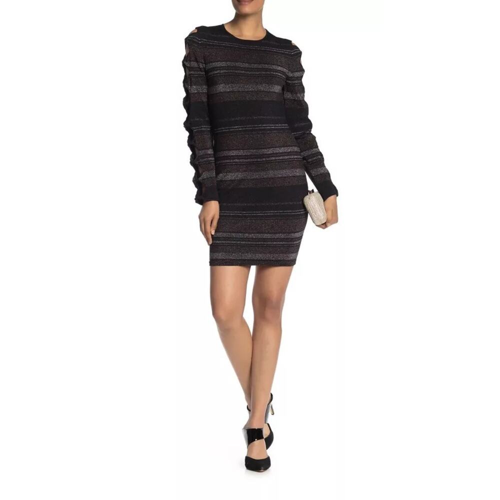 NWT Ted Baker Simona Lurex Stripe Bow Detail Bodycon Dress Women's 1 (US size 4)